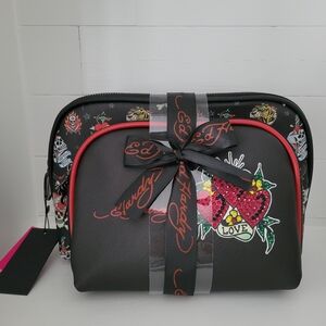 Ed Hardy Black Heart Accent Women's Cosmetic Bag Set
